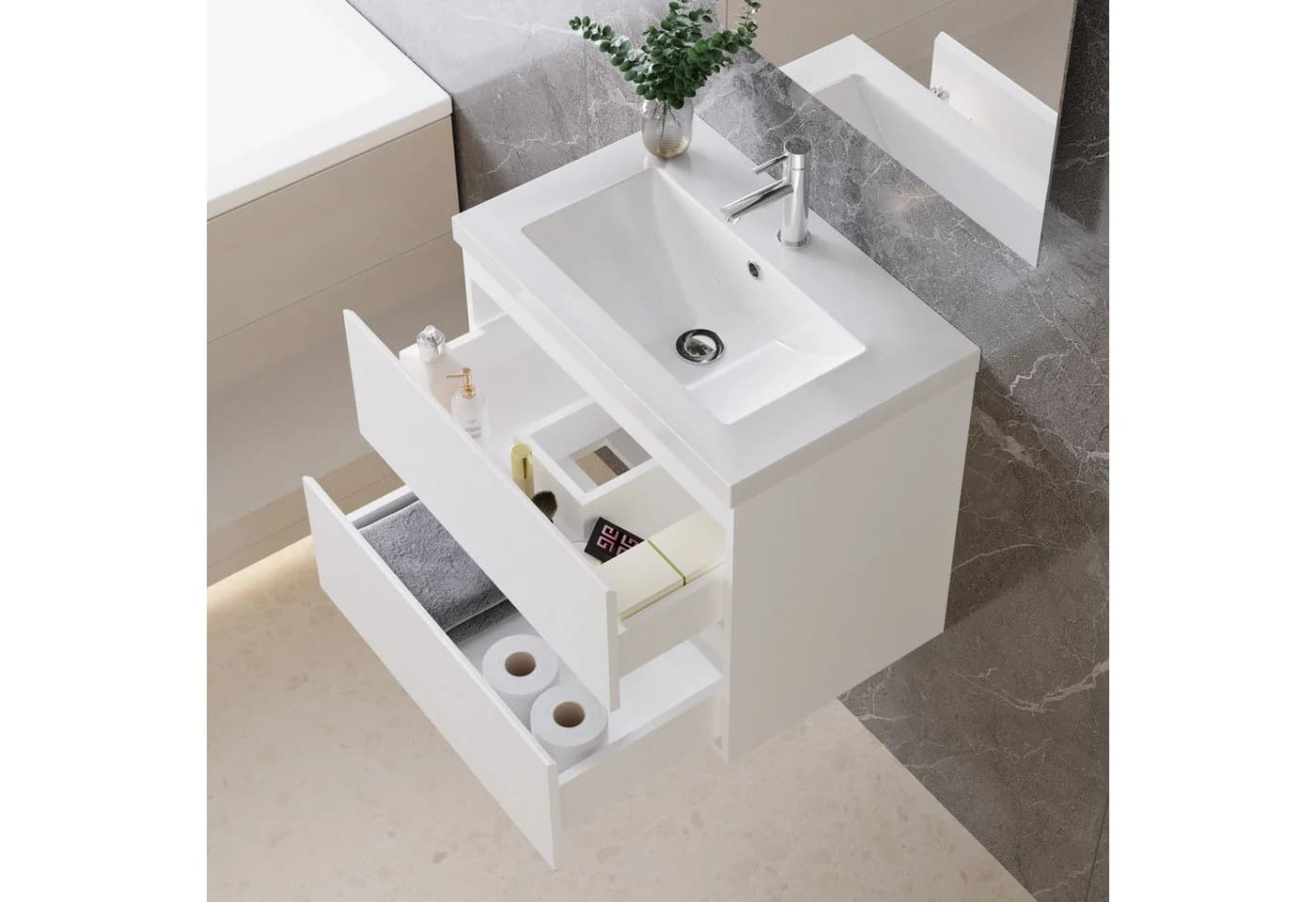 duschspa Waschtisch Waschbecken mit Unterschrank Badmöbel Set
