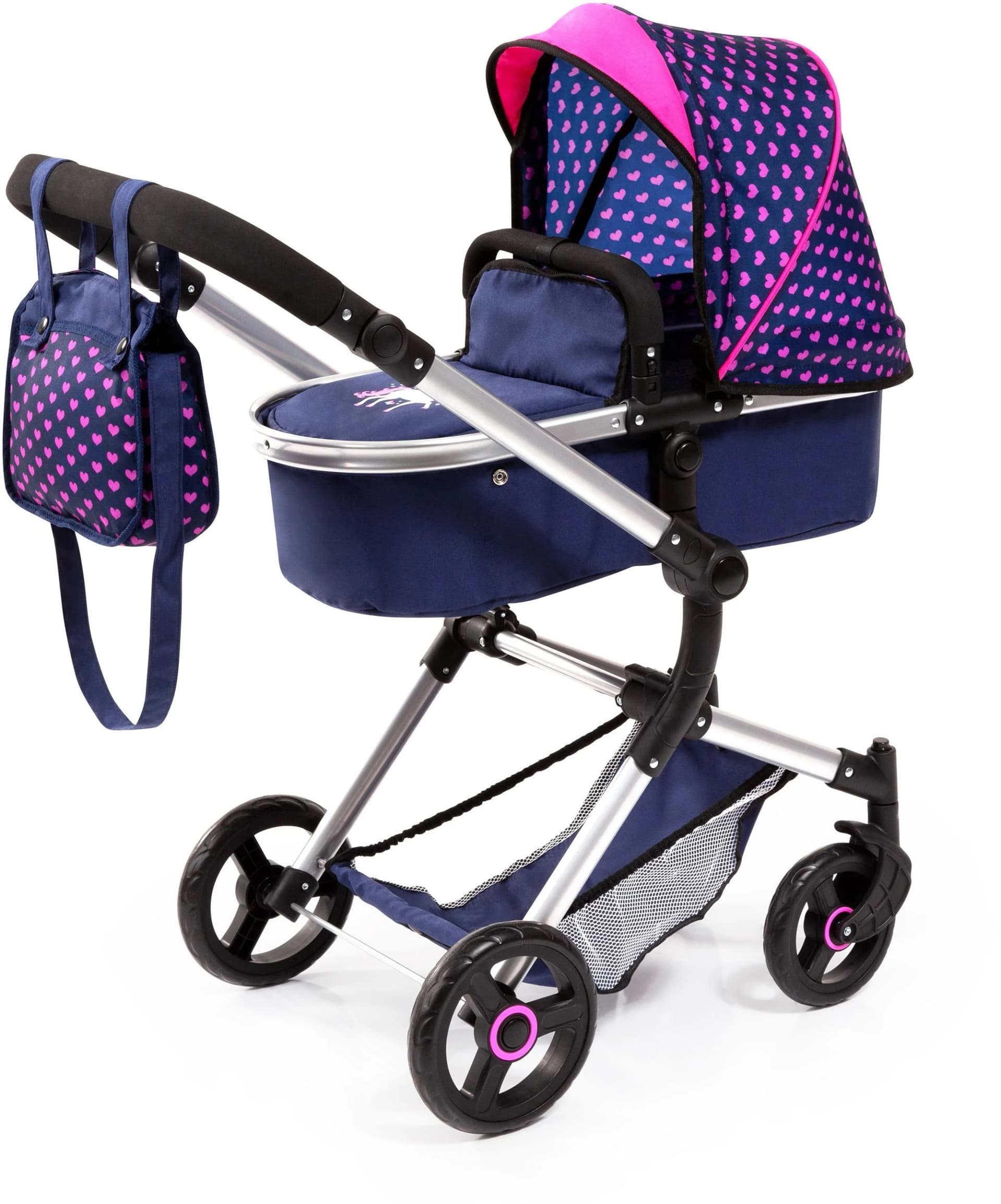 Bayer Kombi-Puppenwagen Vario Blau/Pink inkl. Wickeltasche