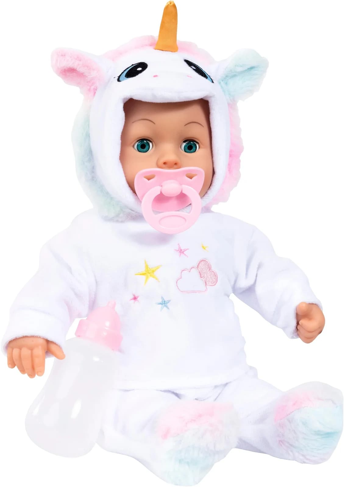 BAYER Babypuppe First Words 38 cm weiß mit Schlafaugen und Geräuschen