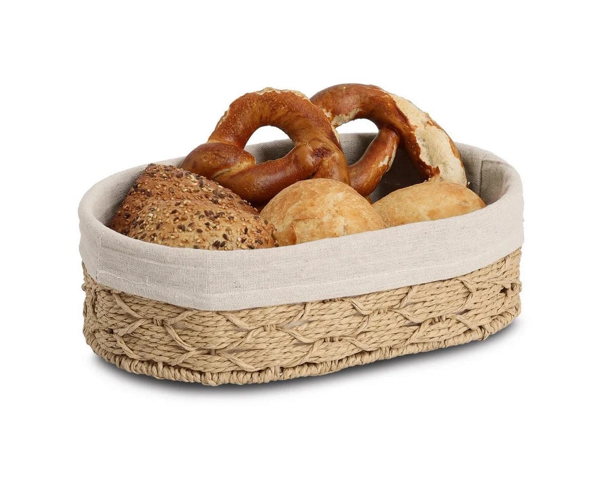 Zeller Present Brotkorb mit Baumwollbeutel, Papiergeflecht