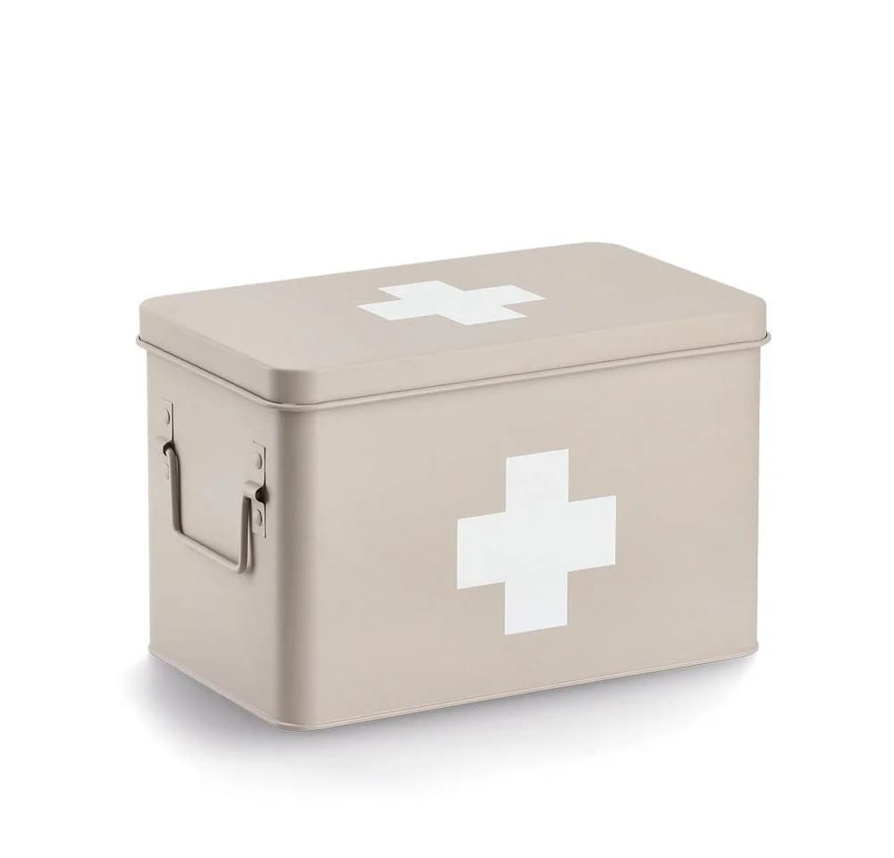 Zeller Present Medizinschrank Verbandskasten Beige Metall Dosenform