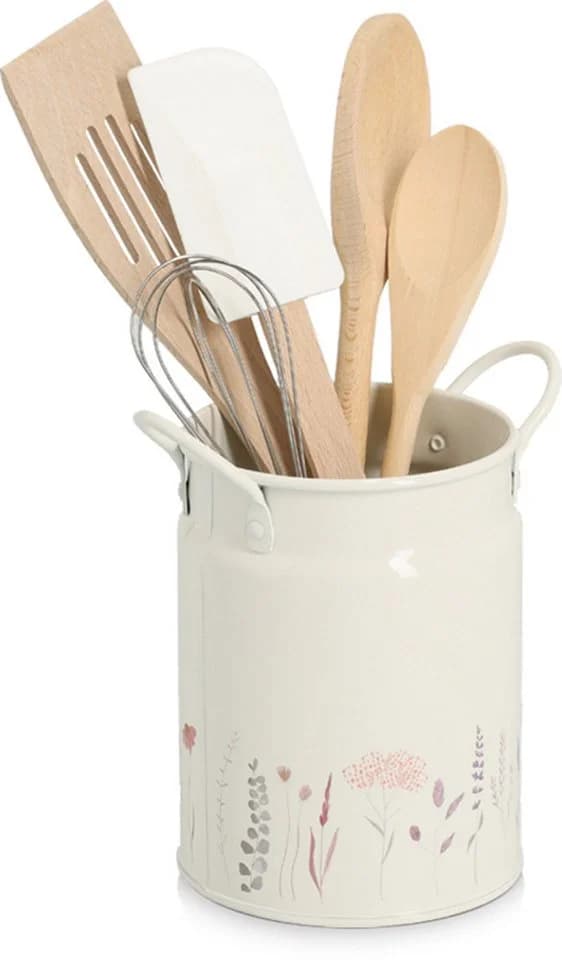 Zeller Present Utensilienhalter Flowers Weiß Metall