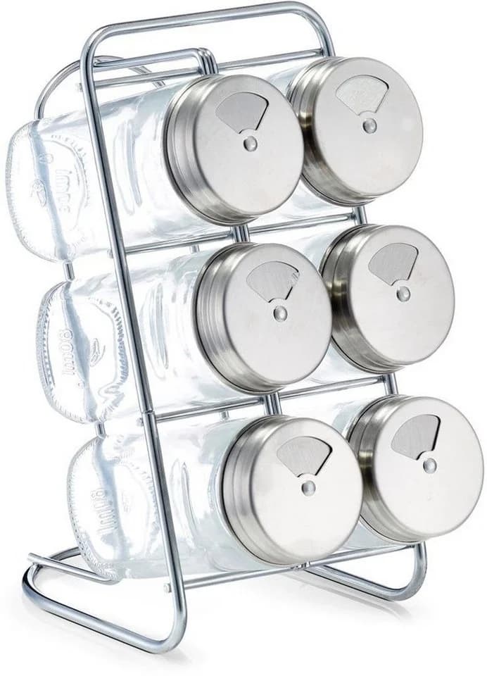 Zeller Present Gewürzständer 6-tlg. Glas/Silber mit Dosierdeckel