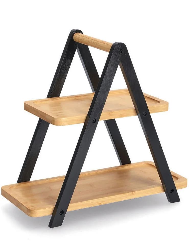 Etagere ZELLER PRESENT, beige (natur, schwarz), Bambus, 2-stufig