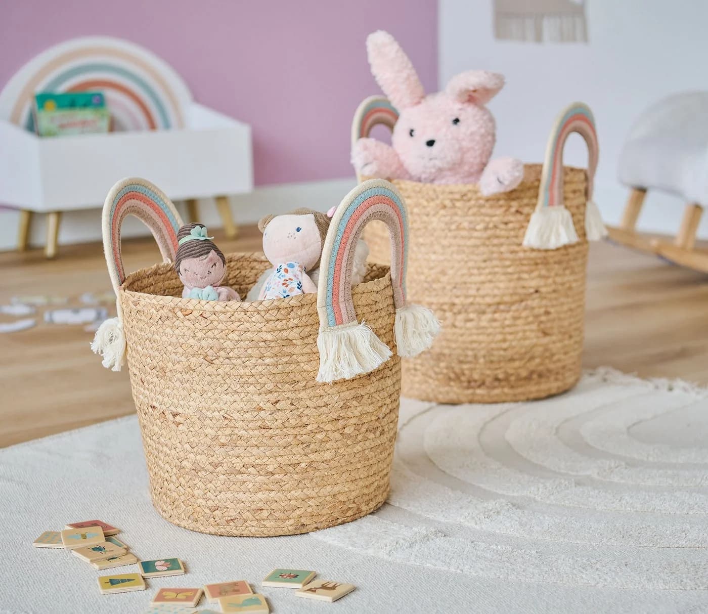 Wäschekorb ZELLER PRESENT Rainbow Beige Seegras 2-teilig