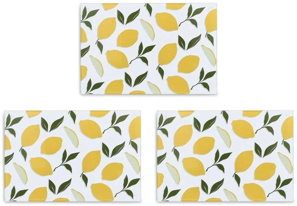 ZELLER PRESENT Glasschneideplatte "Lemons" 3er Set Bunt Sicherheitsglas