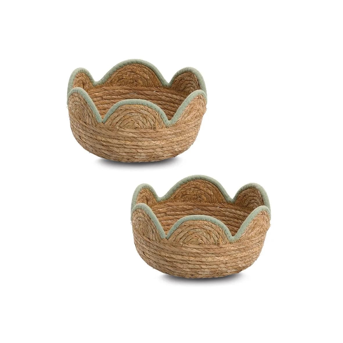 ZELLER Aufbewahrungskorb 2er Set Mint Braun Binsengras