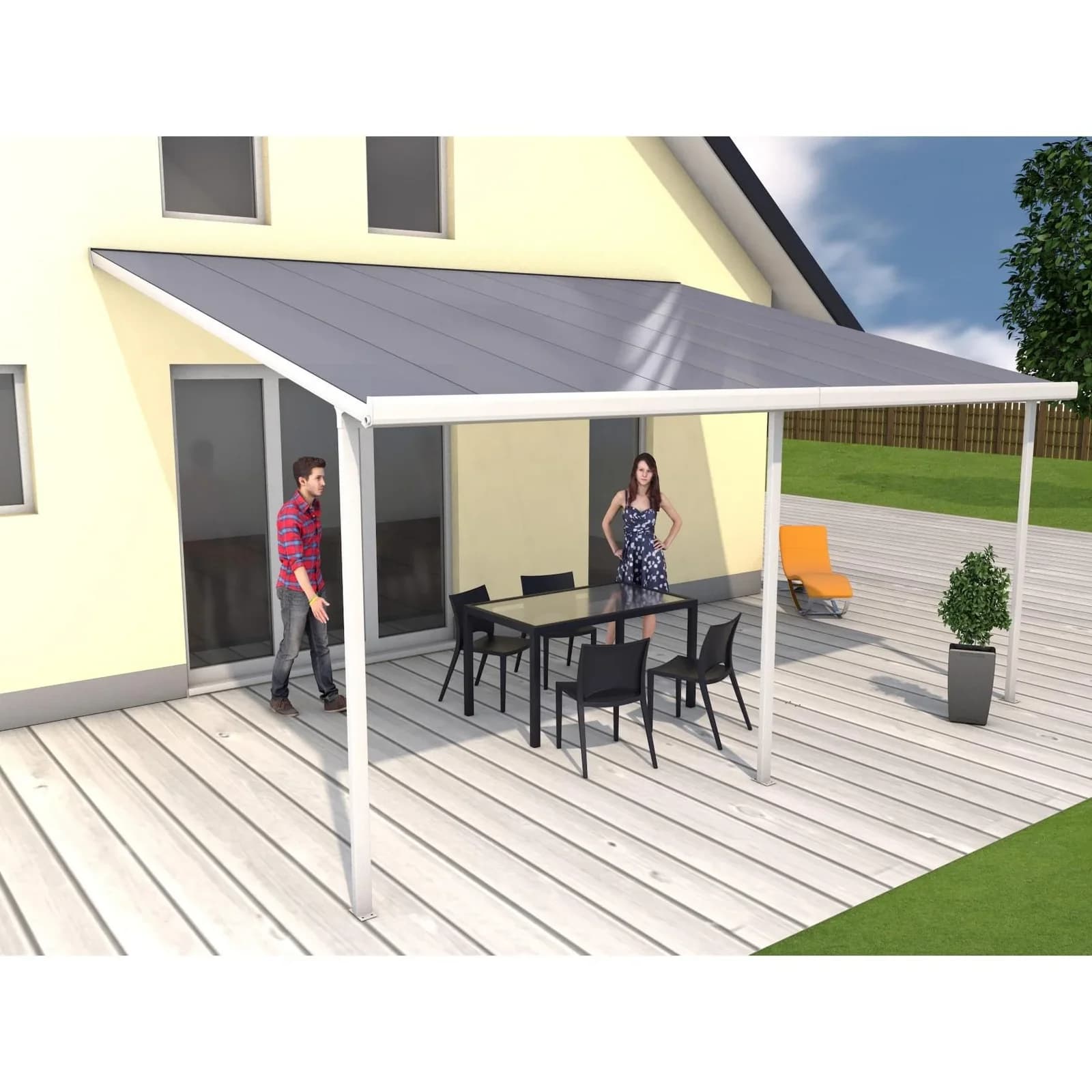 Gutta Terrassenüberdachung Weiß 546 x 406 cm