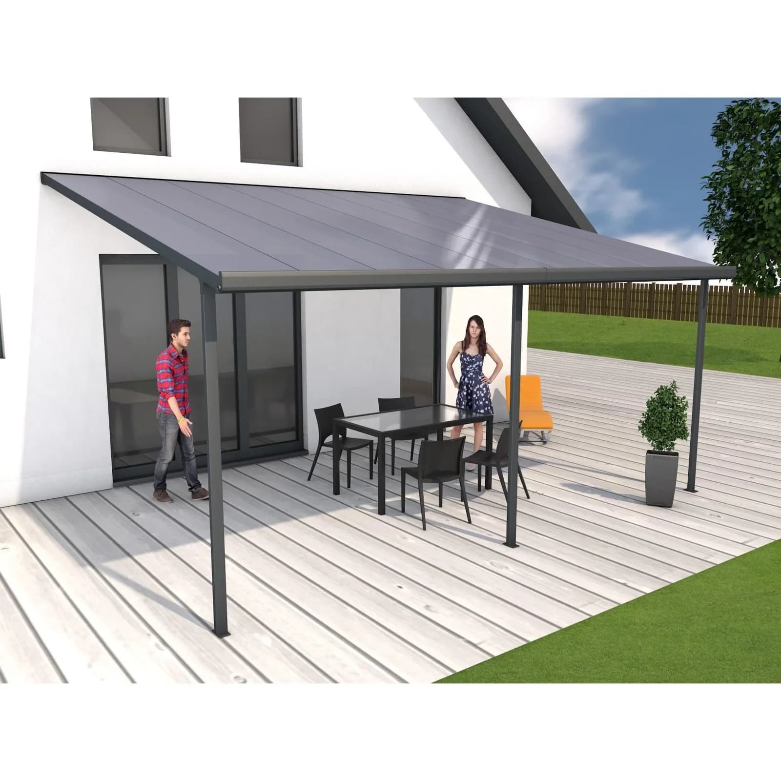 Gutta Terrassenüberdachung Anthrazit 546 x 406 cm