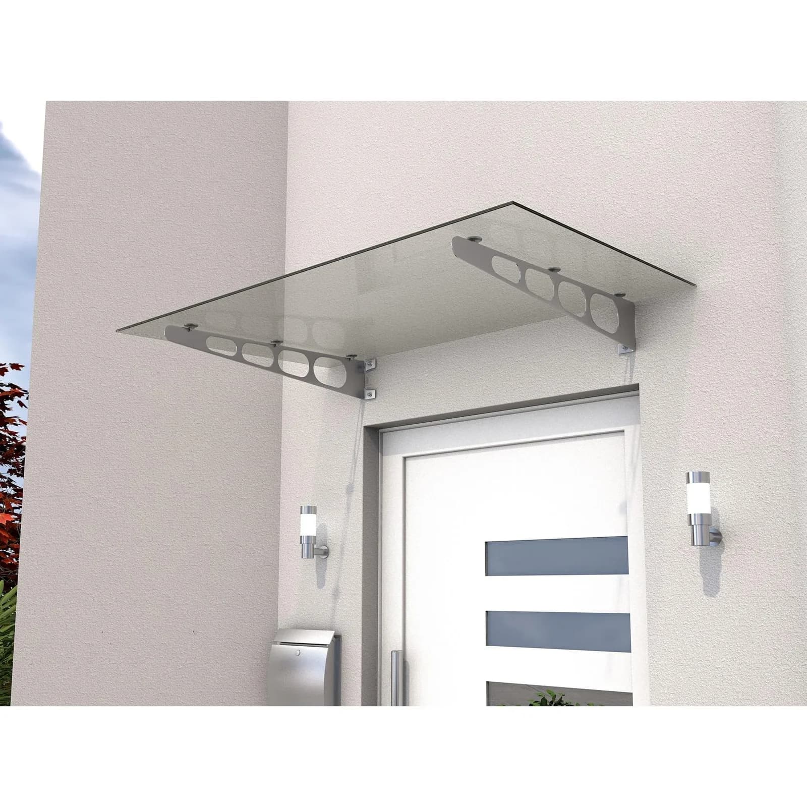 Gutta V2A Edelstahl-Vordach mit 8 mm Verbund-Sicherheitsglas