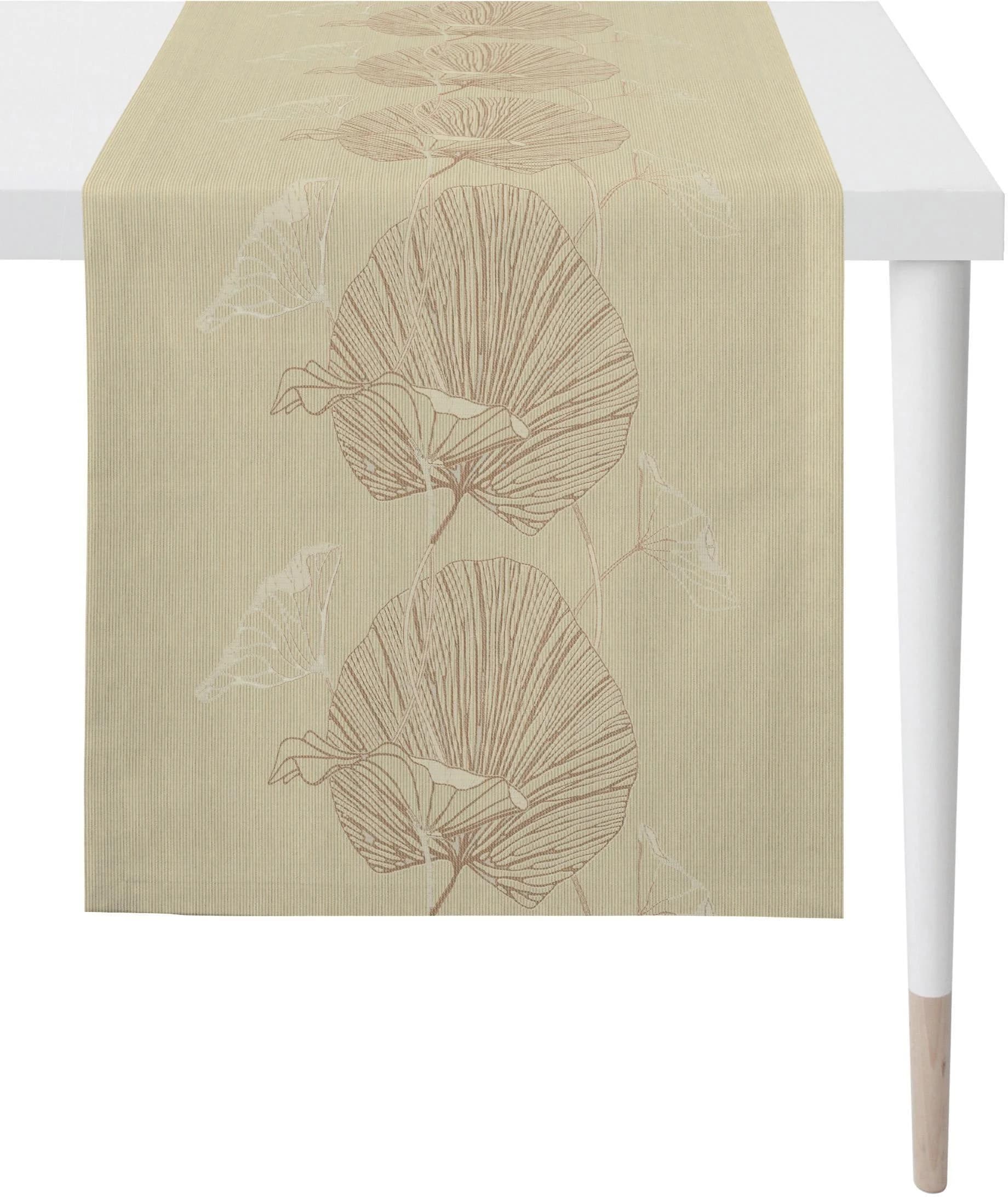 APELT Tischläufer Nora Jacquard Beige/Braun Fleckschutz