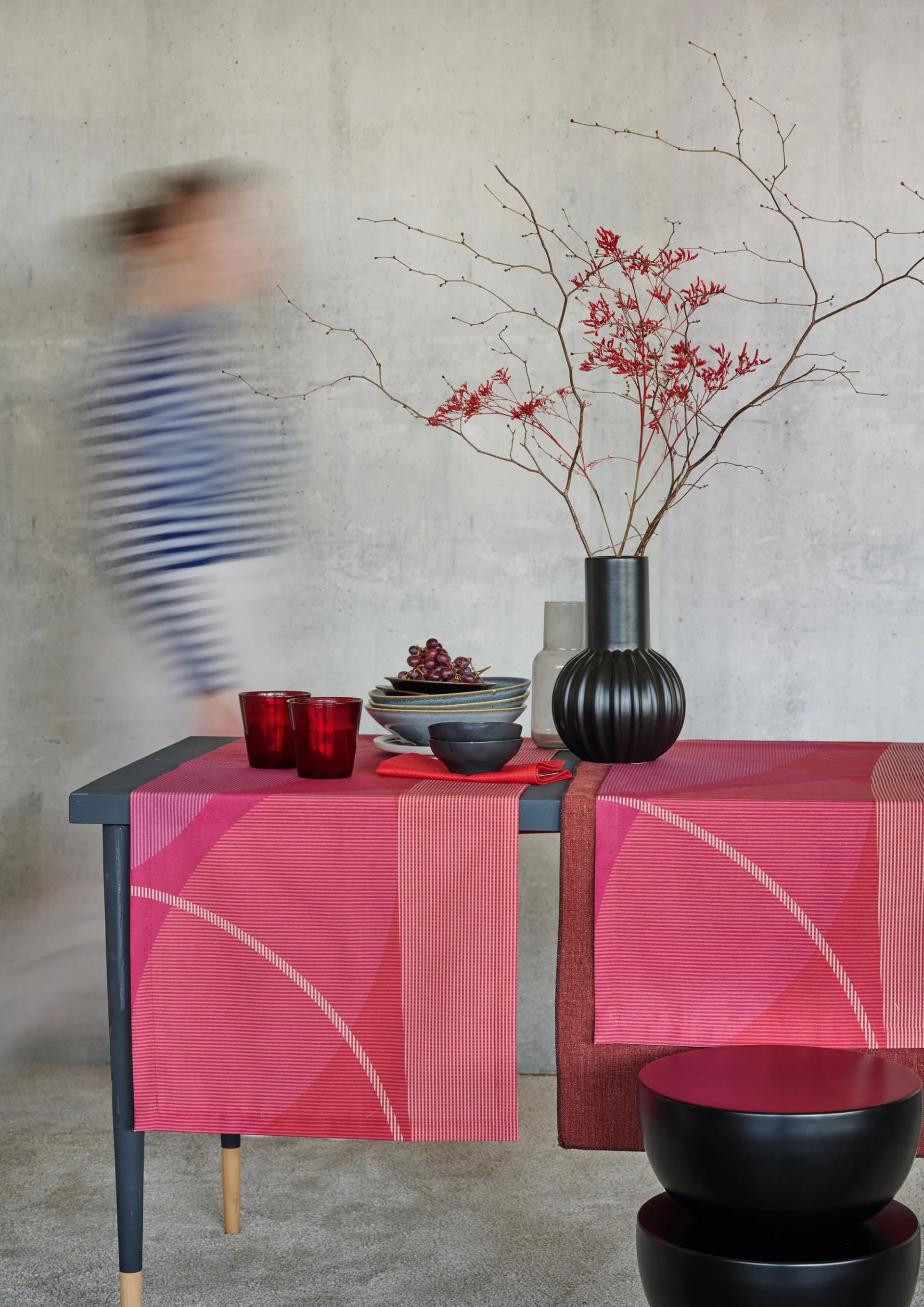 APELT Tischläufer 7402 Rot 48x140cm Baumwolle Polyester