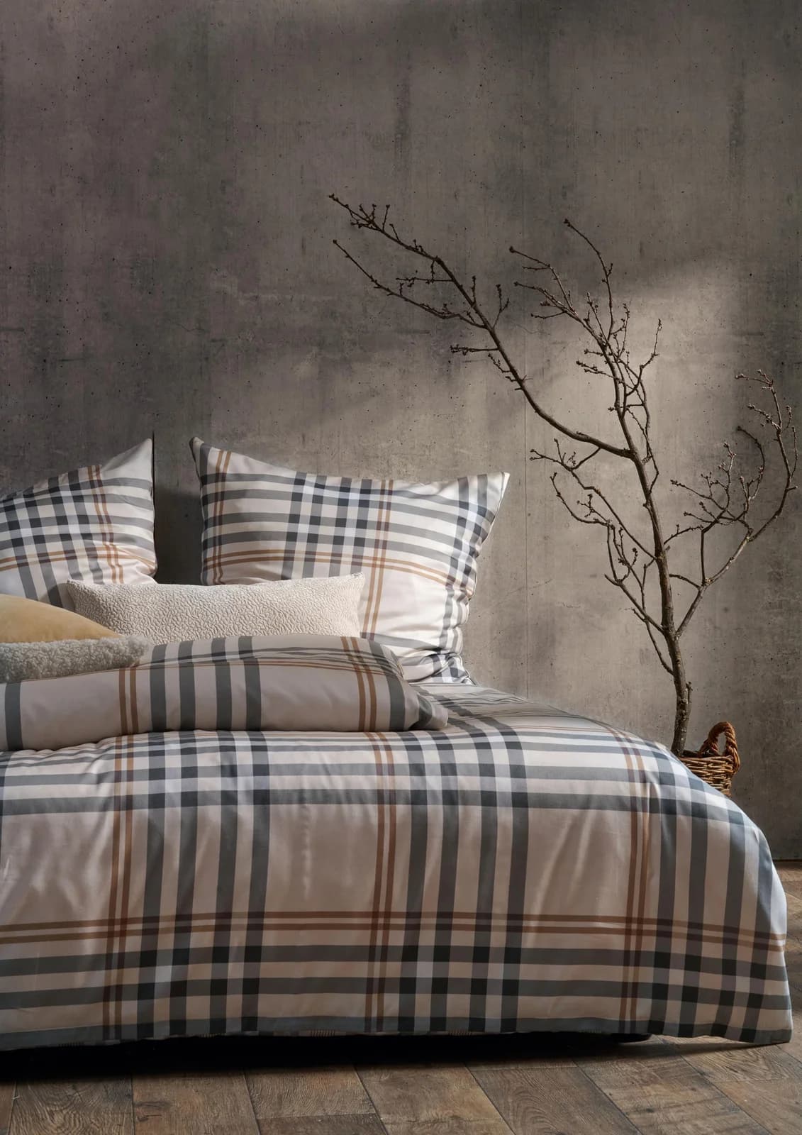 Apelt Bettwäsche-Set Jeremy Karo Satin Beige 135x200 cm