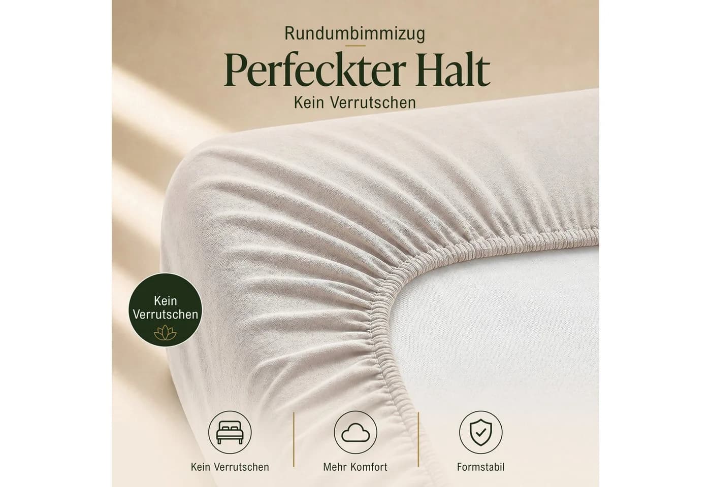 Malika Spannbettlaken Beige 100% Baumwolle Jersey