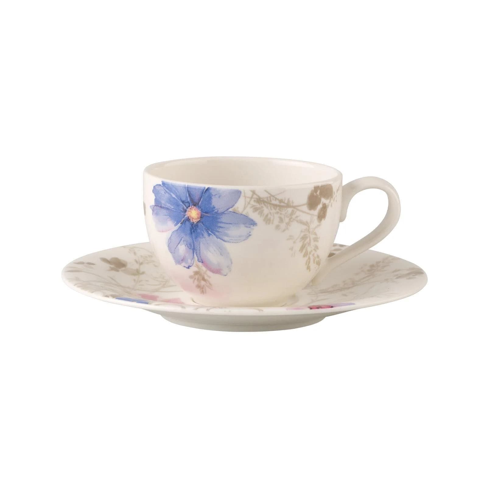 Villeroy & Boch Kaffeetasse mit Untertasse Mariefleur Gris Basic 150 ml Bunt