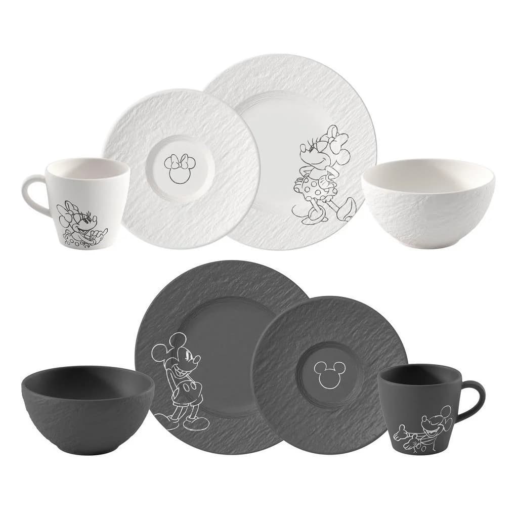 Villeroy & Boch Frühstücksservice ManRock Mickey Mouse 8-teilig Schwarz Weiß