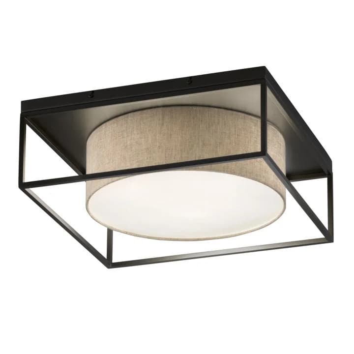 Fischer & Honsel Deckenleuchte CARRE Metall Leinen Schwarz/Weiß