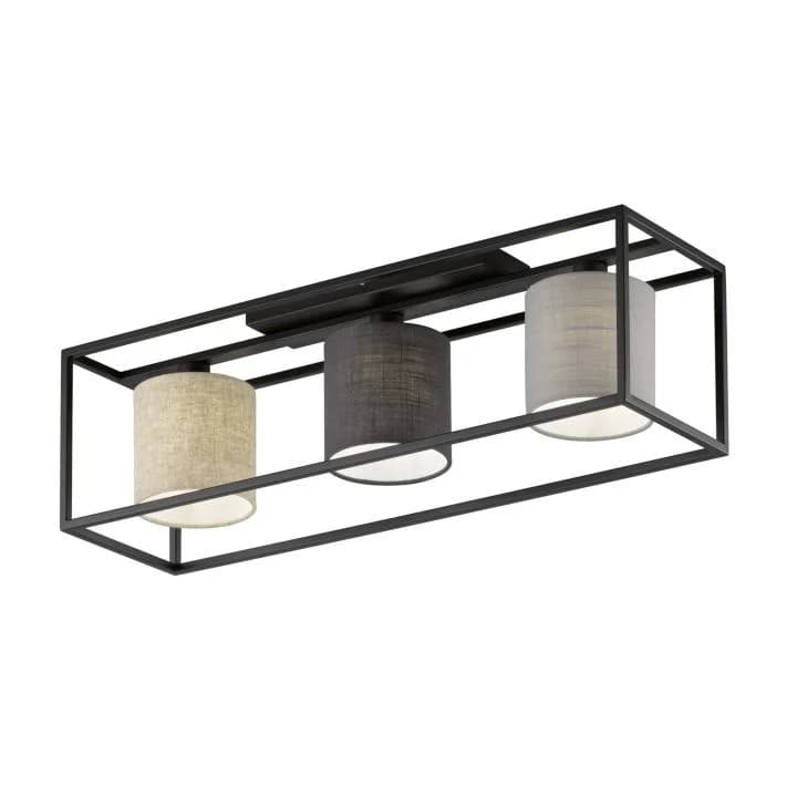Deckenlampe Isko mit drei Stoffschirmen Beige Hellgrau Grau Fischer und Honsel