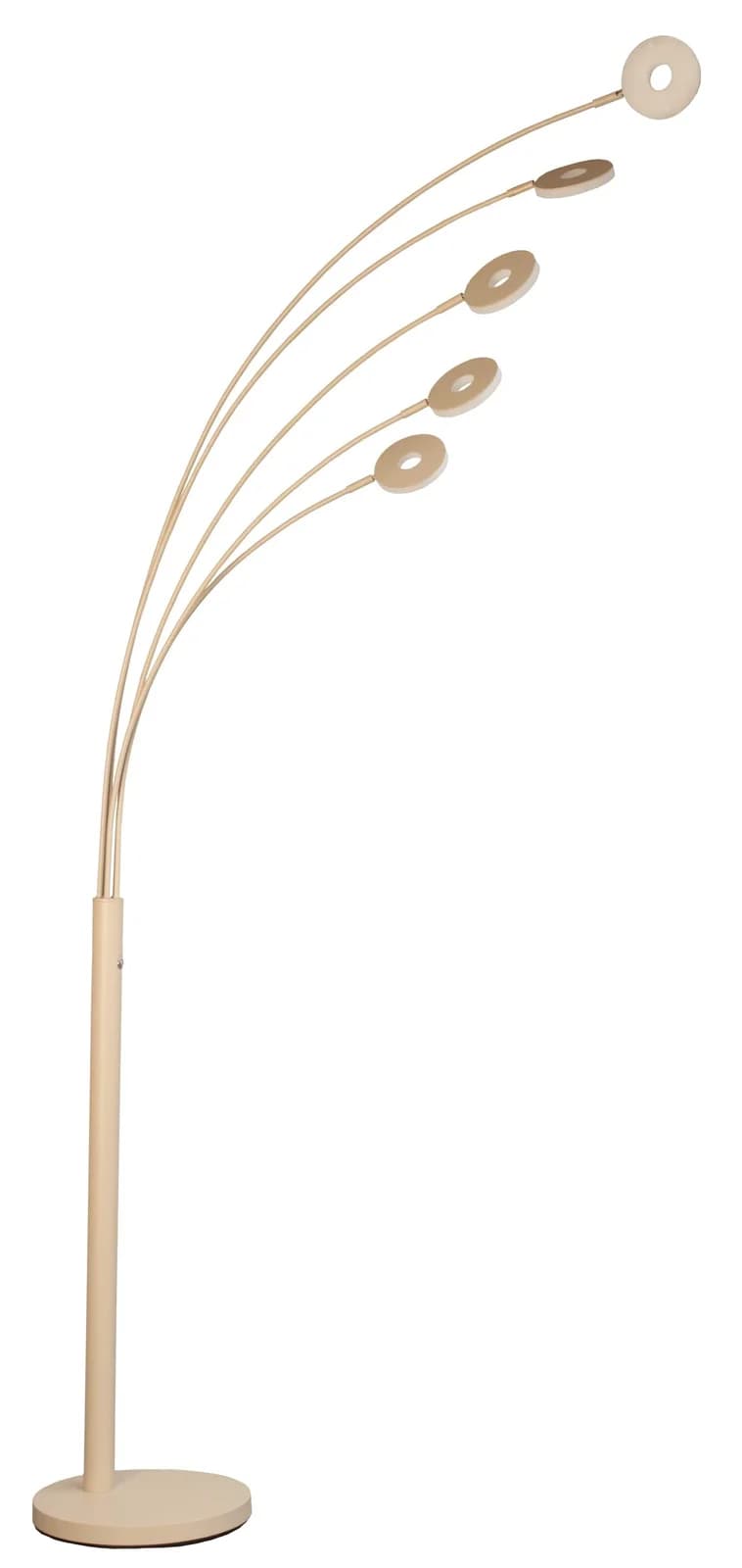 LED-Stehleuchte Dent, sandfarben Höhe 225 cm, CCT, 5-flg.