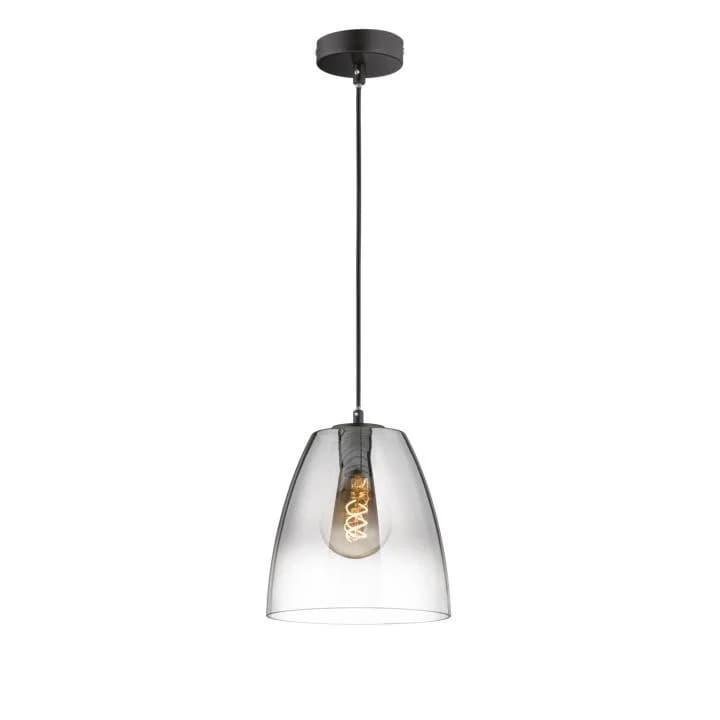 Fischer und Honsel Hängeleuchte Miro 1-flg. Glas Rauchgrau/Klar Ø20cm