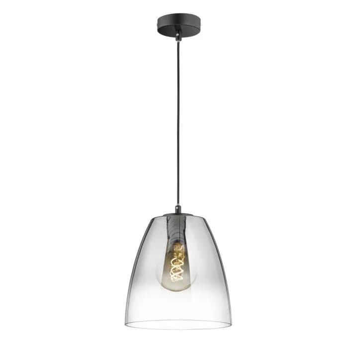 Pendelleuchte MIRO Metall Sandschwarz Rauchglas E27