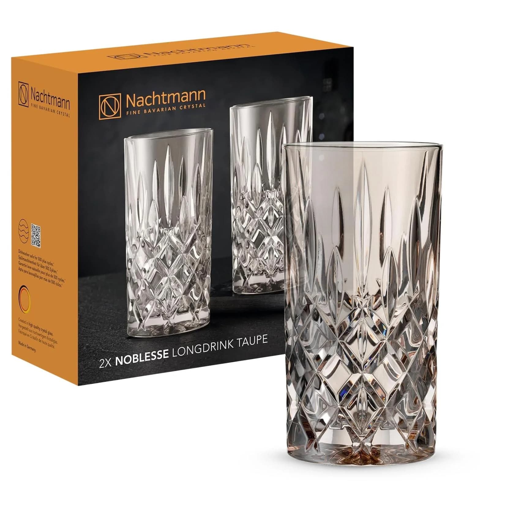 Nachtmann Longdrinkgläser Noblesse Colors 2-tlg. Taupe Glas