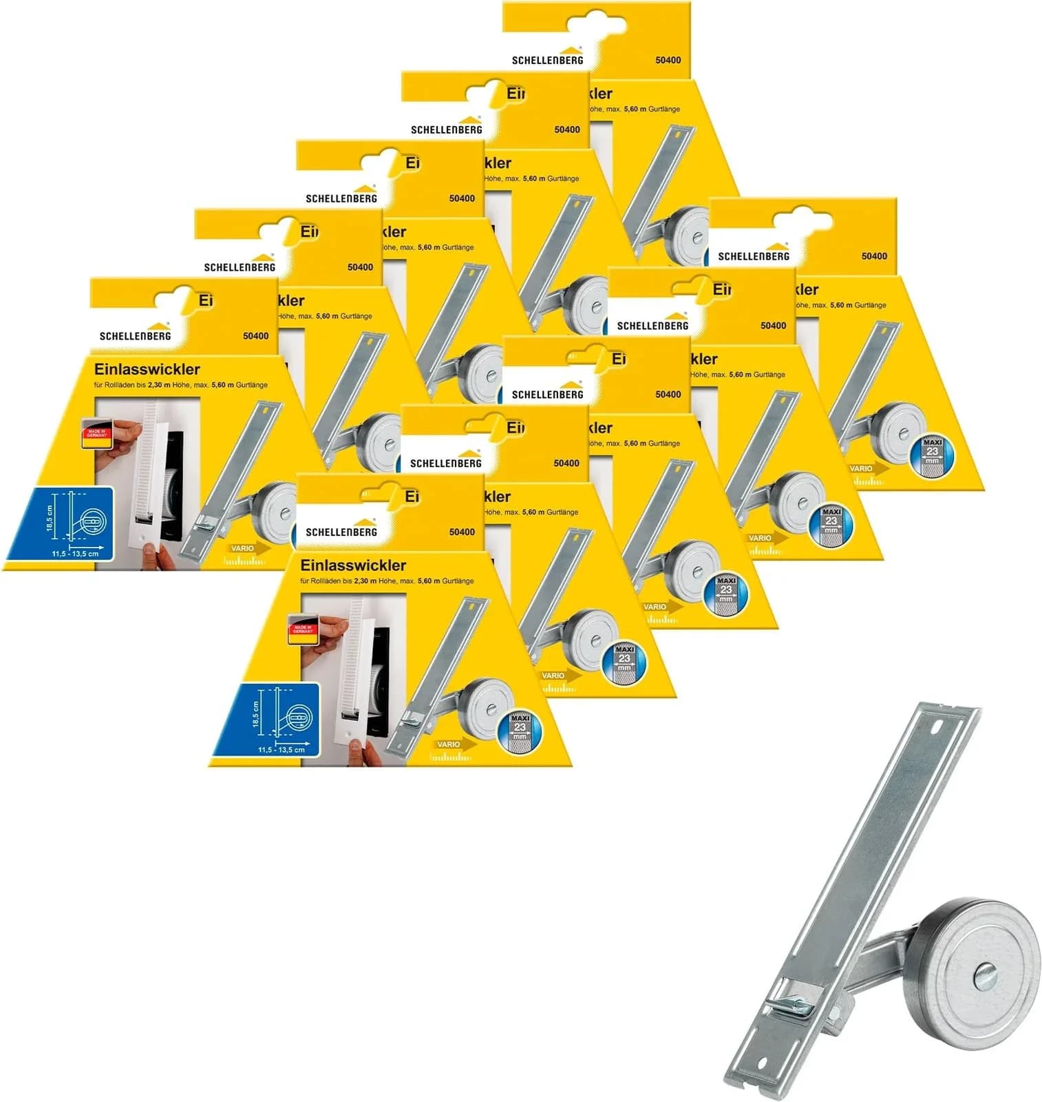 Schellenberg Einlass-Gurtwickler für Rollladensystem Maxi, Silber, 50 cm