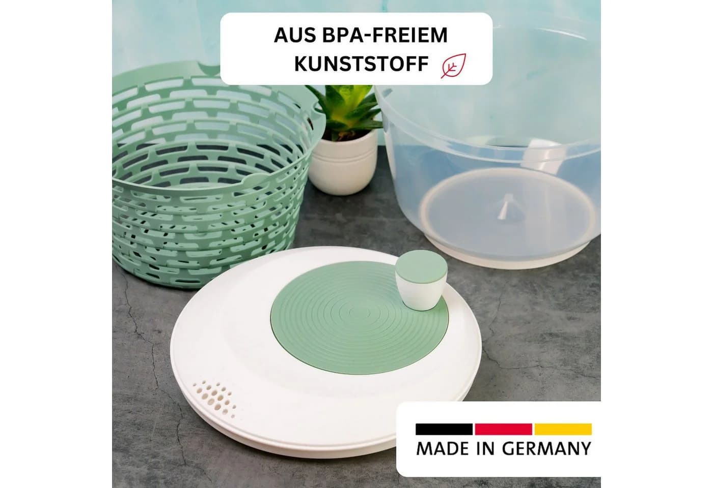WESTMARK Salatschleuder Spinderella Mint-Grün BPA-frei