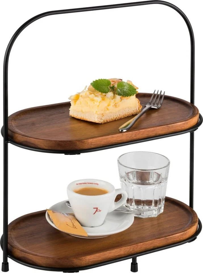 APS Etagere All-Rounder 5-teilig Schwarz Metall & Akazienholz