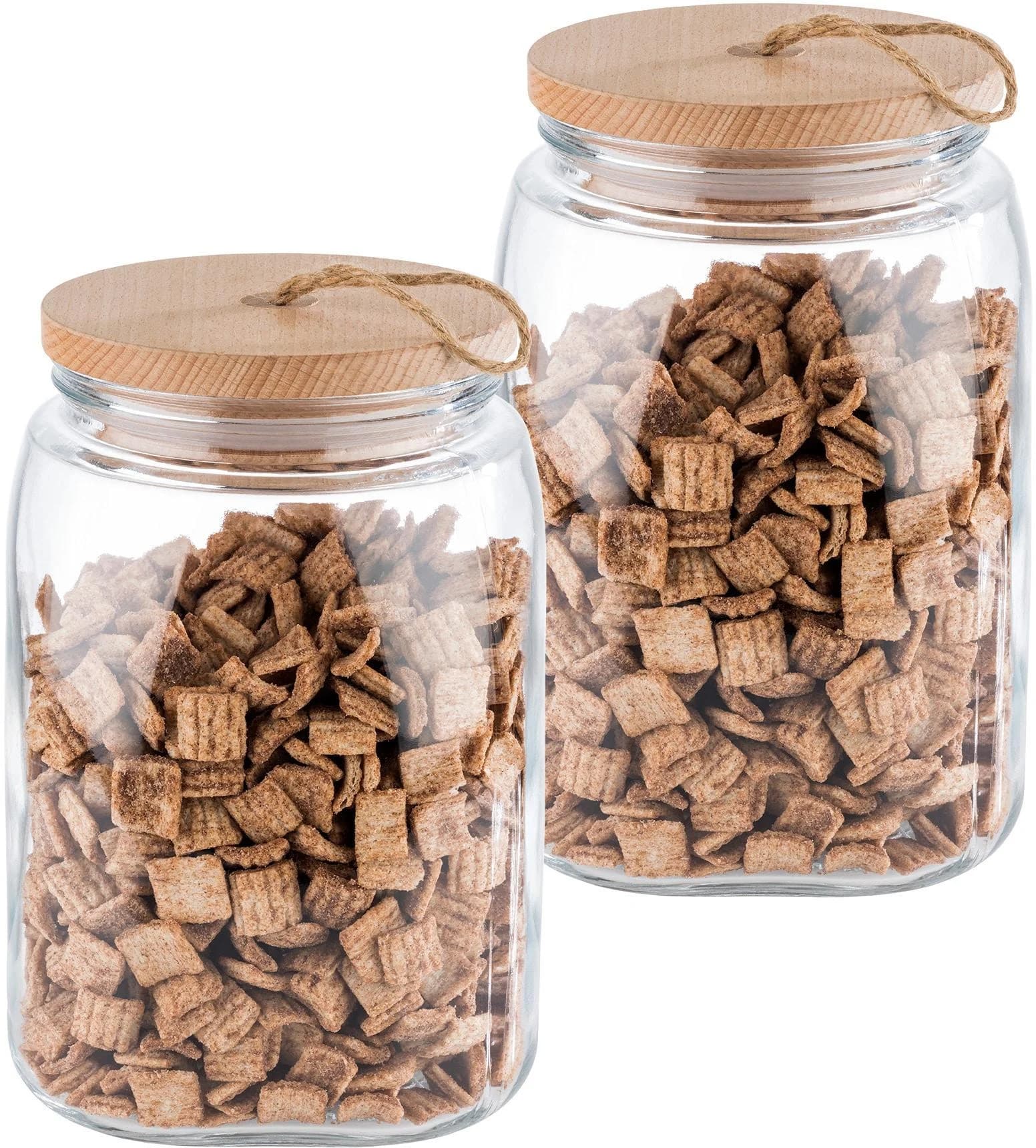 Vorratsglas aus Glas, Silikon und Holz im Woody-Stil