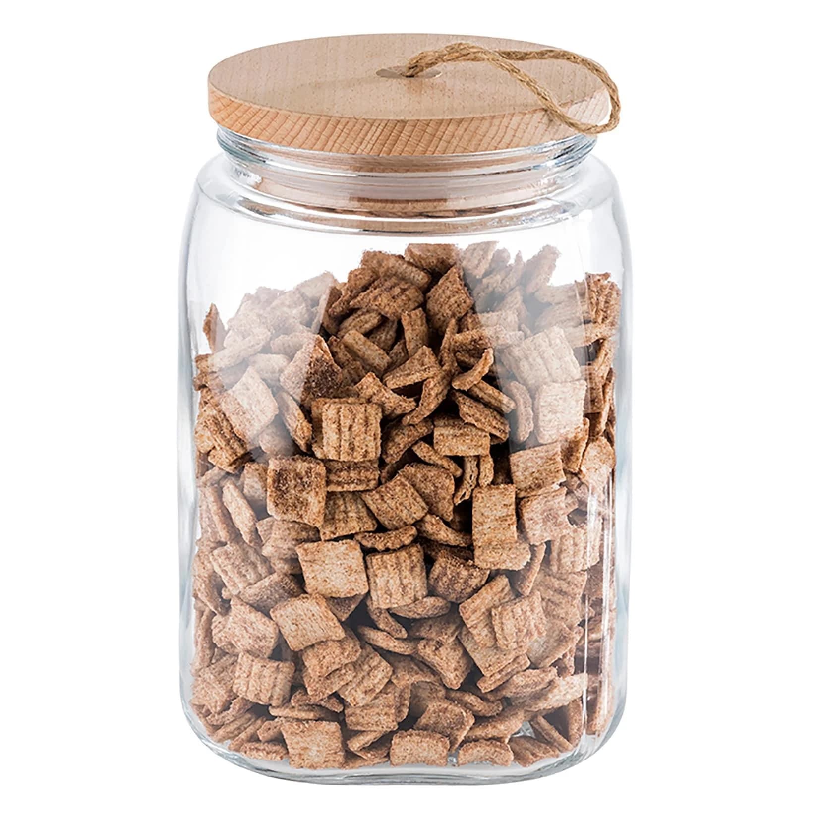 APS Vorratsglas Woody mit Holzdeckel 2,5 Liter Glas Braun Transparent