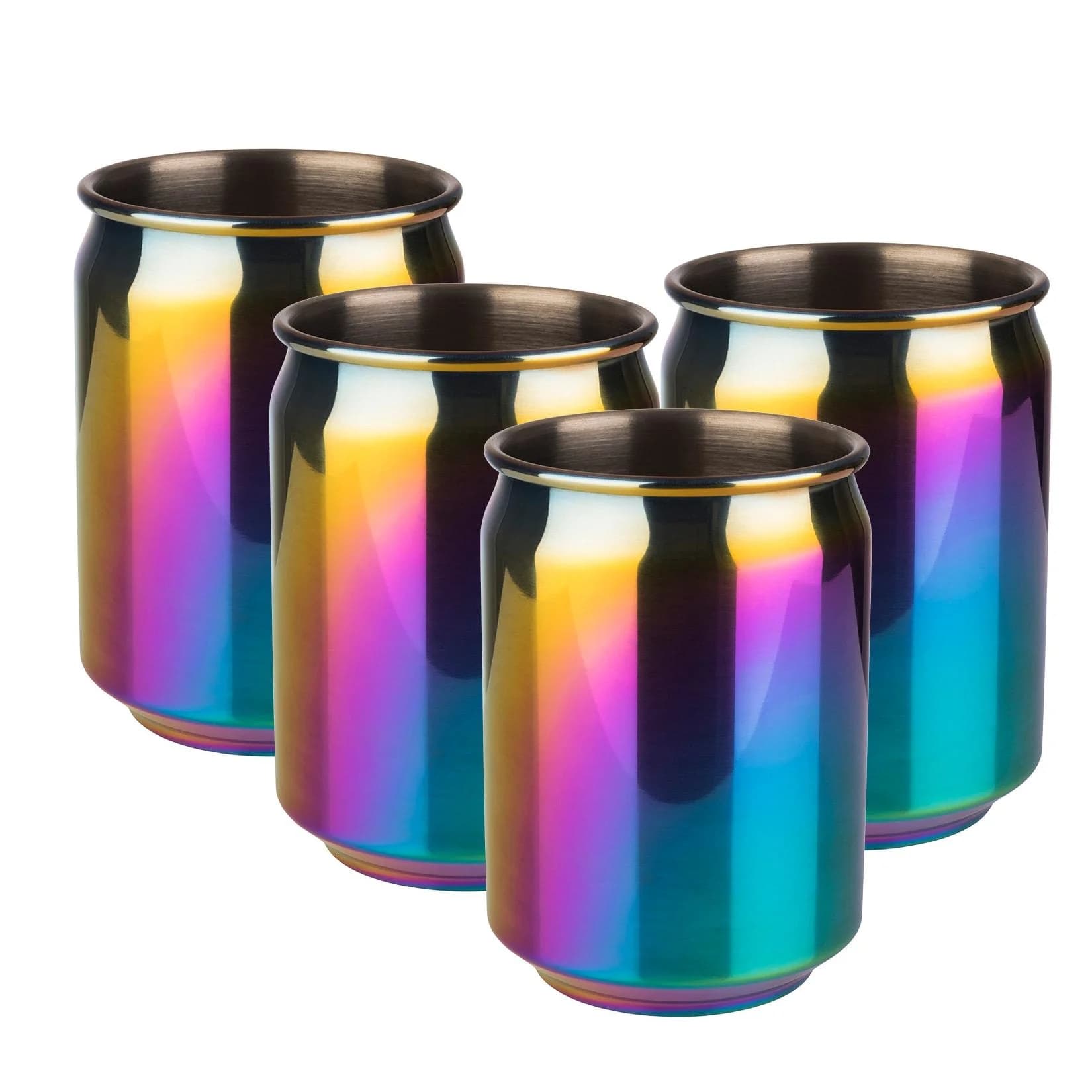 APS Cocktail Becher 4er Set 350 ml Regenbogen-Look Edelstahl