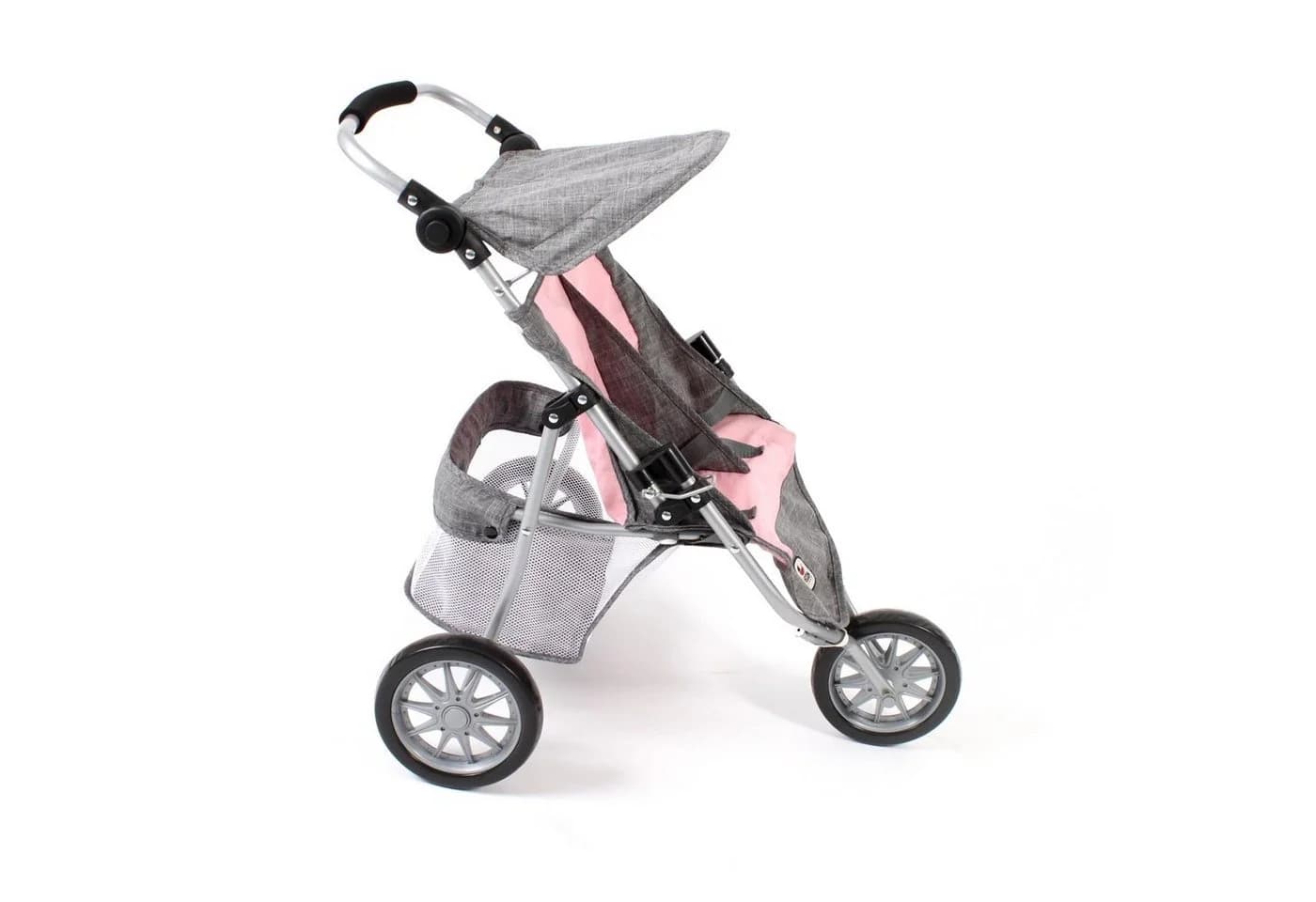 CHIC2000 Puppenwagen 697 15 Zwillings-Jogger Melange grau-rosa