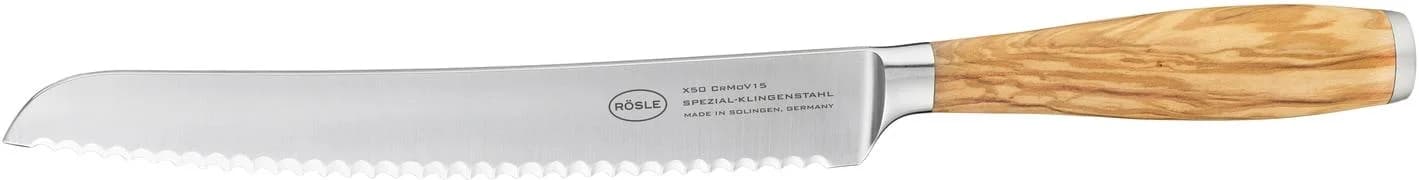 RÖSLE Brotmesser Artesano 22 cm Olivenholz Wellenschliff