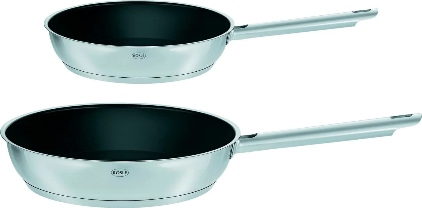 RÖSLE Pfannen-Set ELEGANCE Keramik ProCera, Silber/Schwarz, 20/28 cm, Induktion