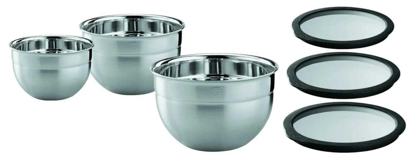 RÖSLE Schüssel-Set mit Frischhaltedeckel Glas & Silikon
