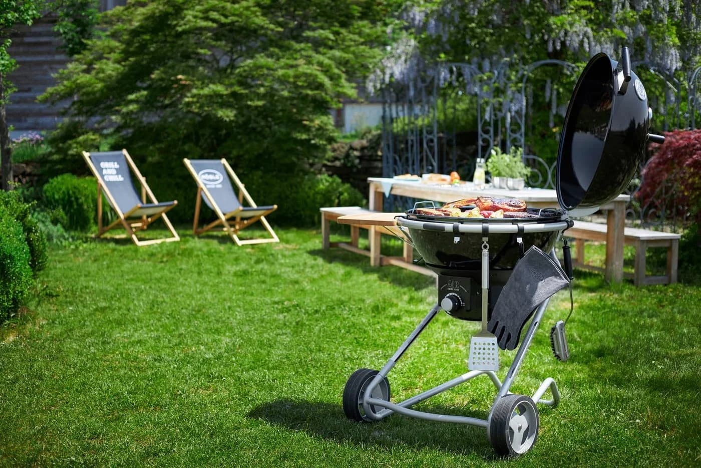 RÖSLE Grillbesteckhaken No.1 5-tlg. Edelstahl 18/10 & Silikon für Kugelgrill