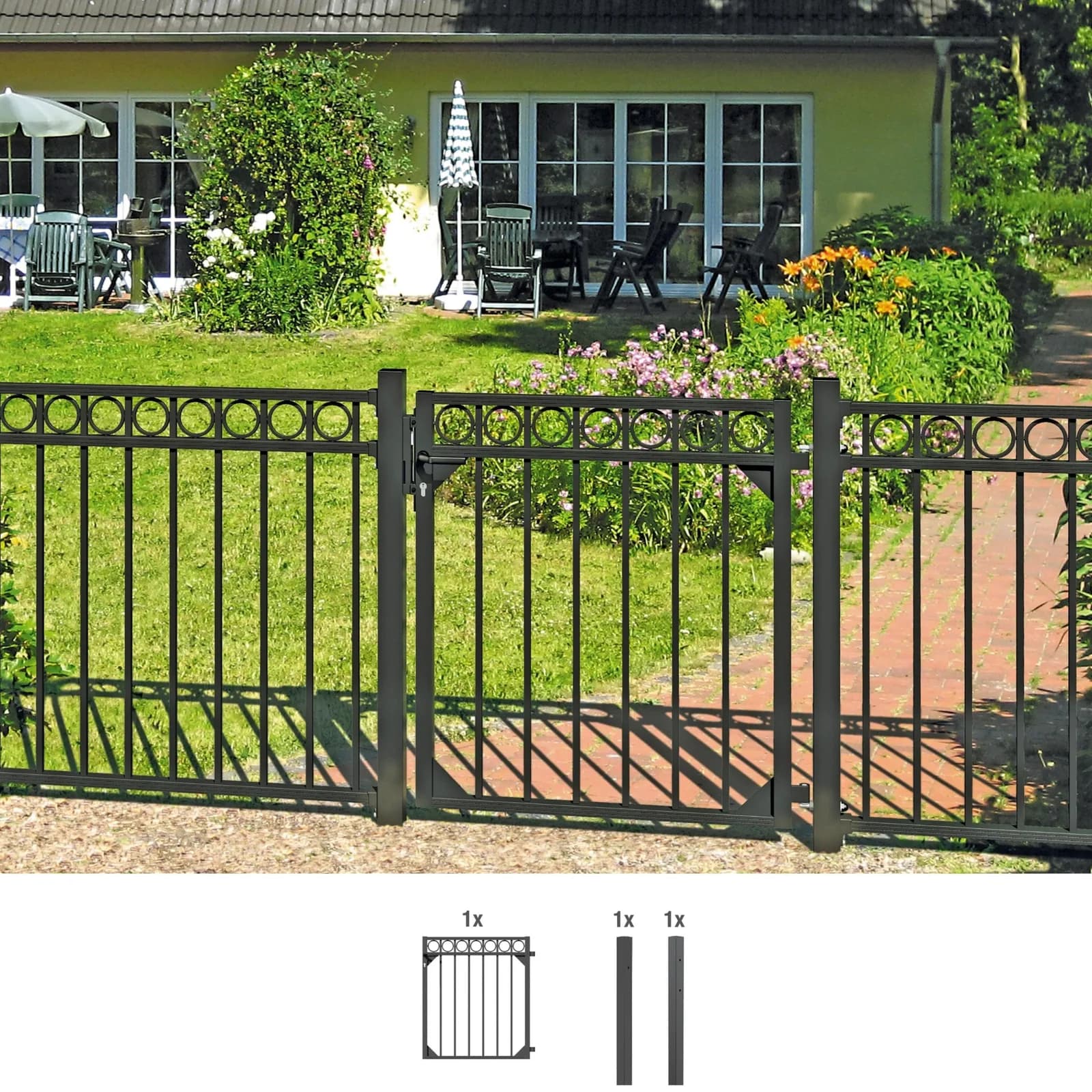 ALBERTS Gartenzauneinzeltür Circle Anthrazit Aluminium