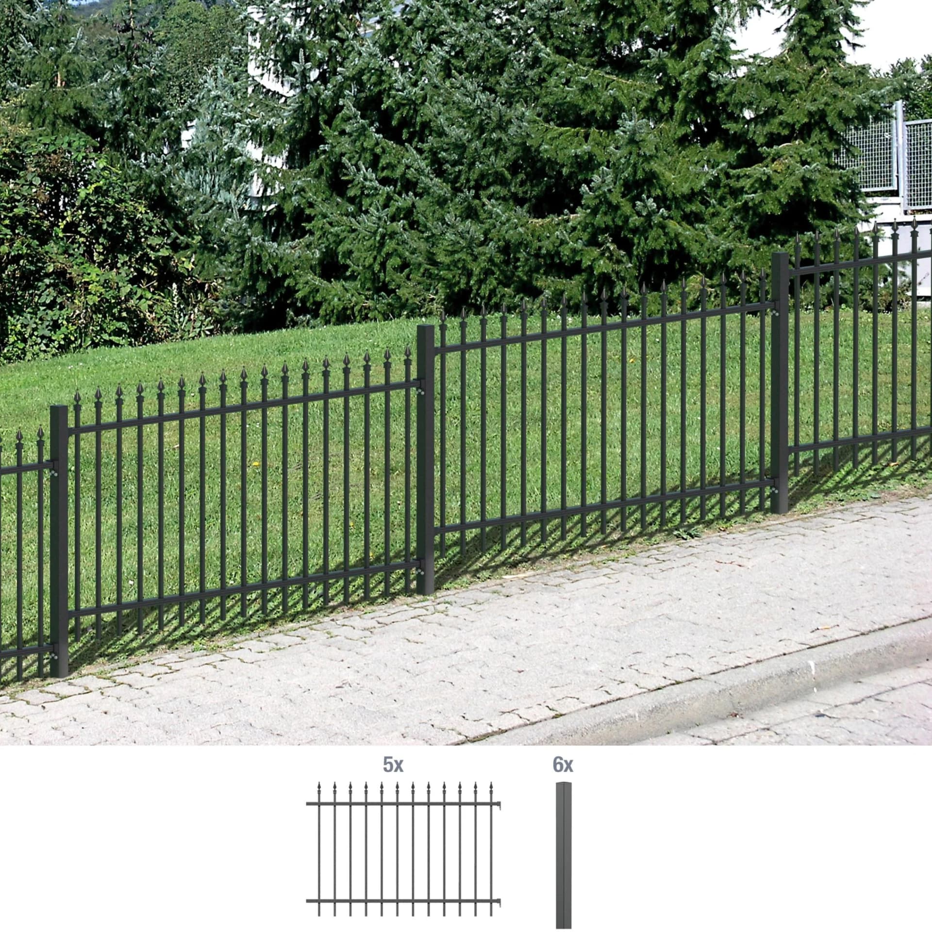 Metallzaun ALBERTS Chaussee Grau Aluminium 100 cm 10 m