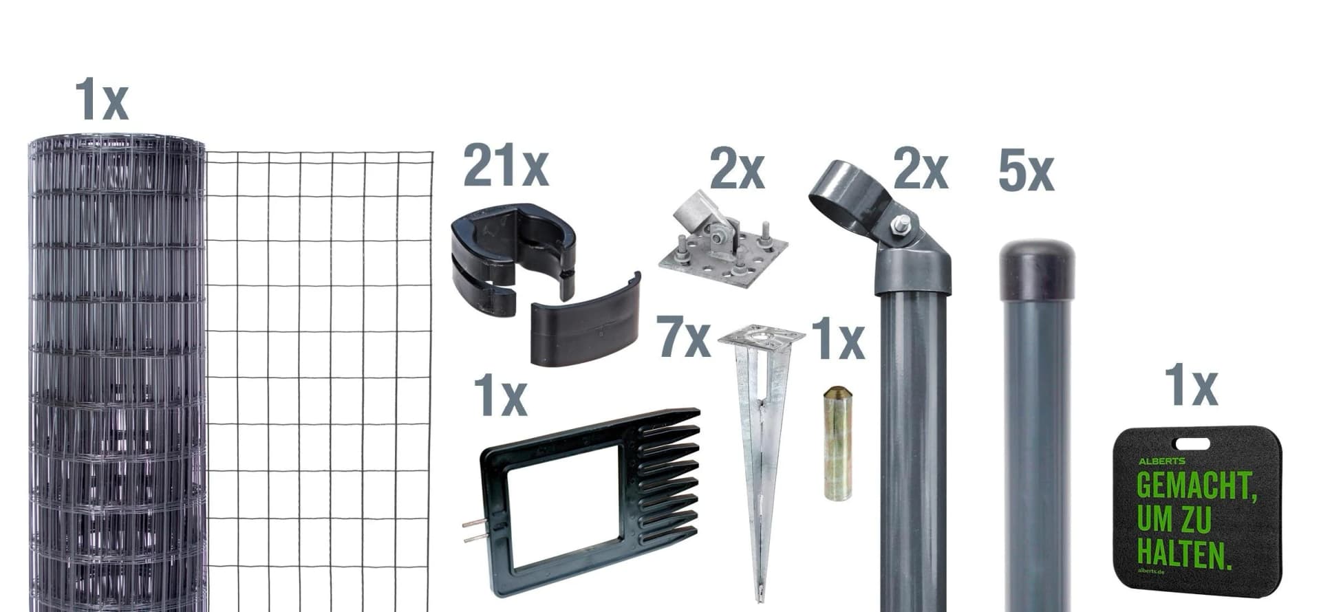 Schweißgitter ALBERTS Fix-Clip Pro Grau Stahl Zaun 81cm