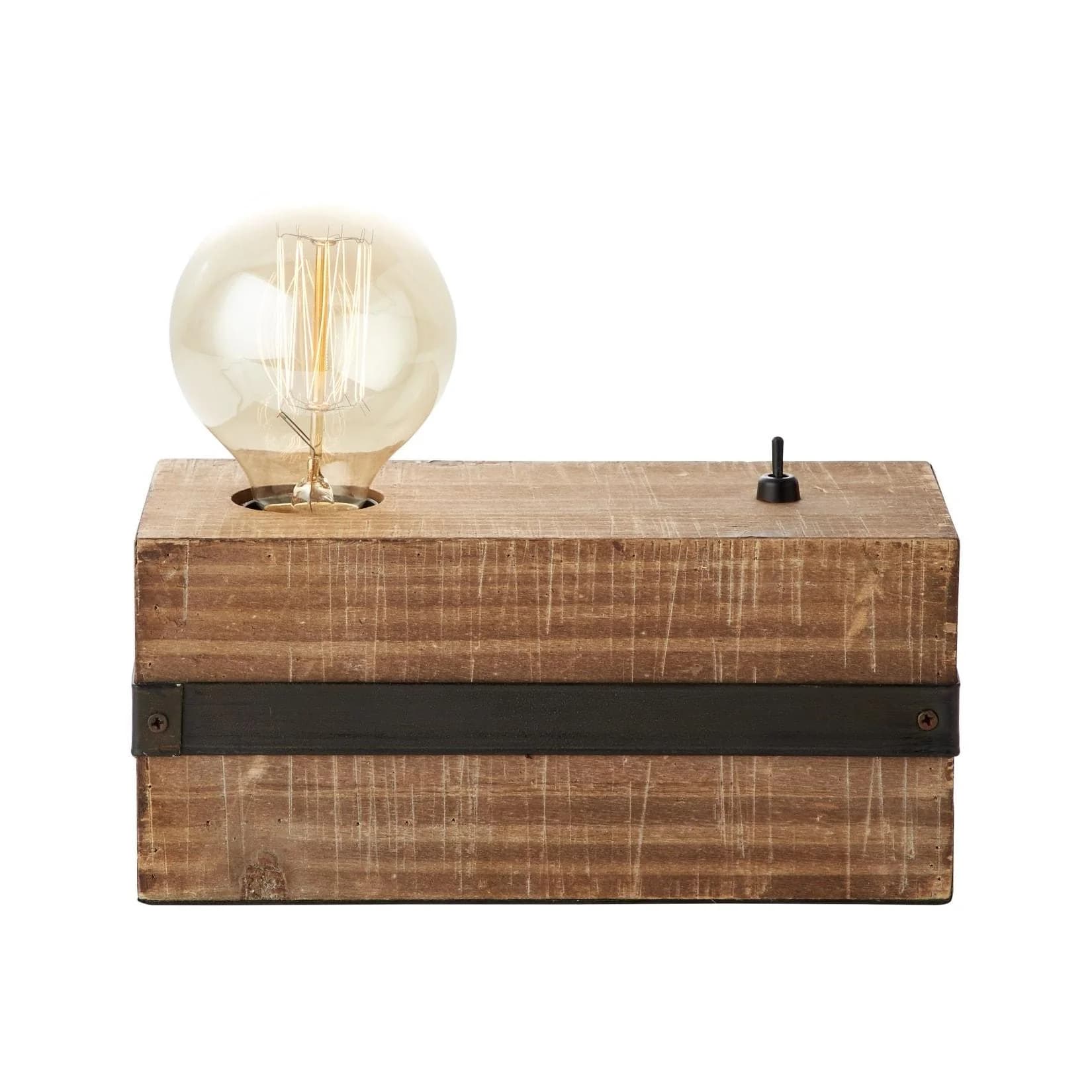 BRILLIANT Tischleuchte Woodhill Holz antik/schwarz E27 Kippschalter