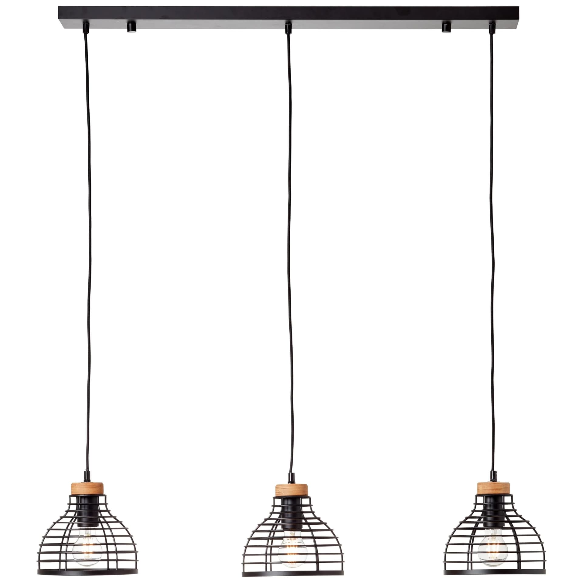 BRILLIANT Pendelleuchte Avia Schwarz Holz 3x E27 120cm