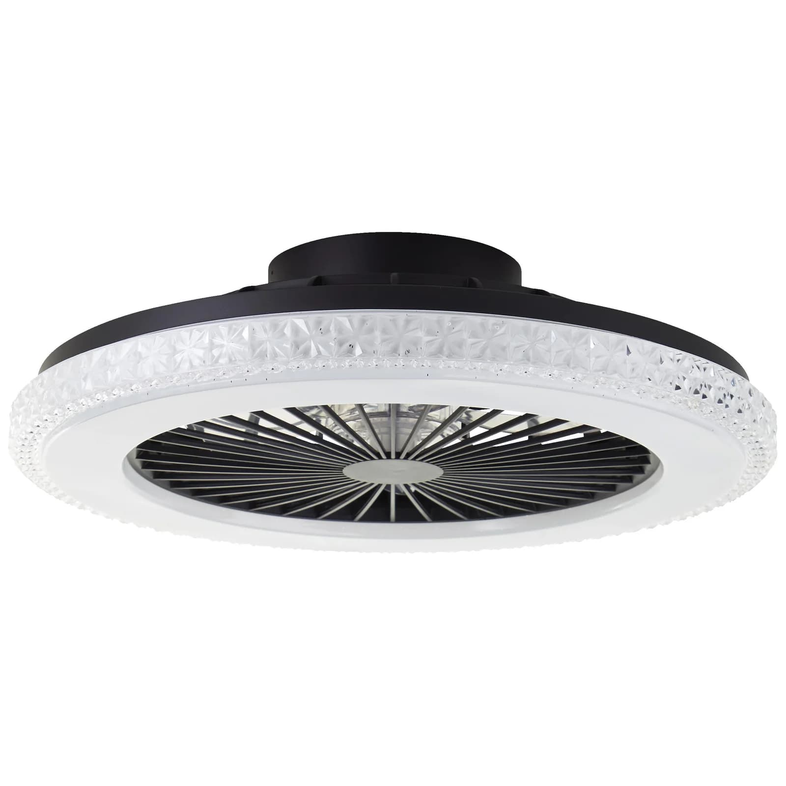 BRILLIANT LED Deckenleuchte Badria Schwarz 49 cm mit Ventilator RGB 4700 lm dimmbar 3000-6500 K
