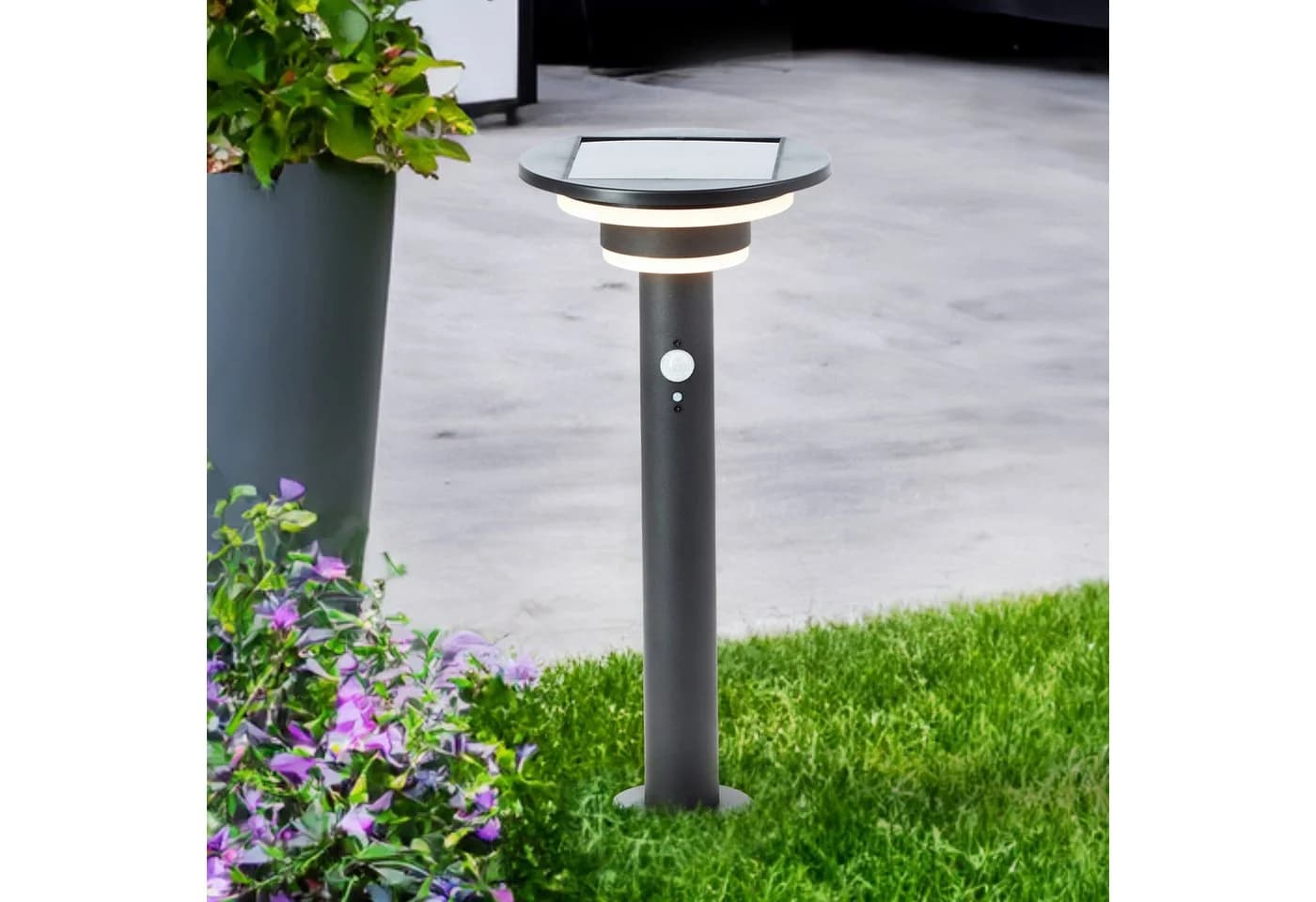 BRILLIANT LED Sockelleuchte Garvina Solar Schwarz