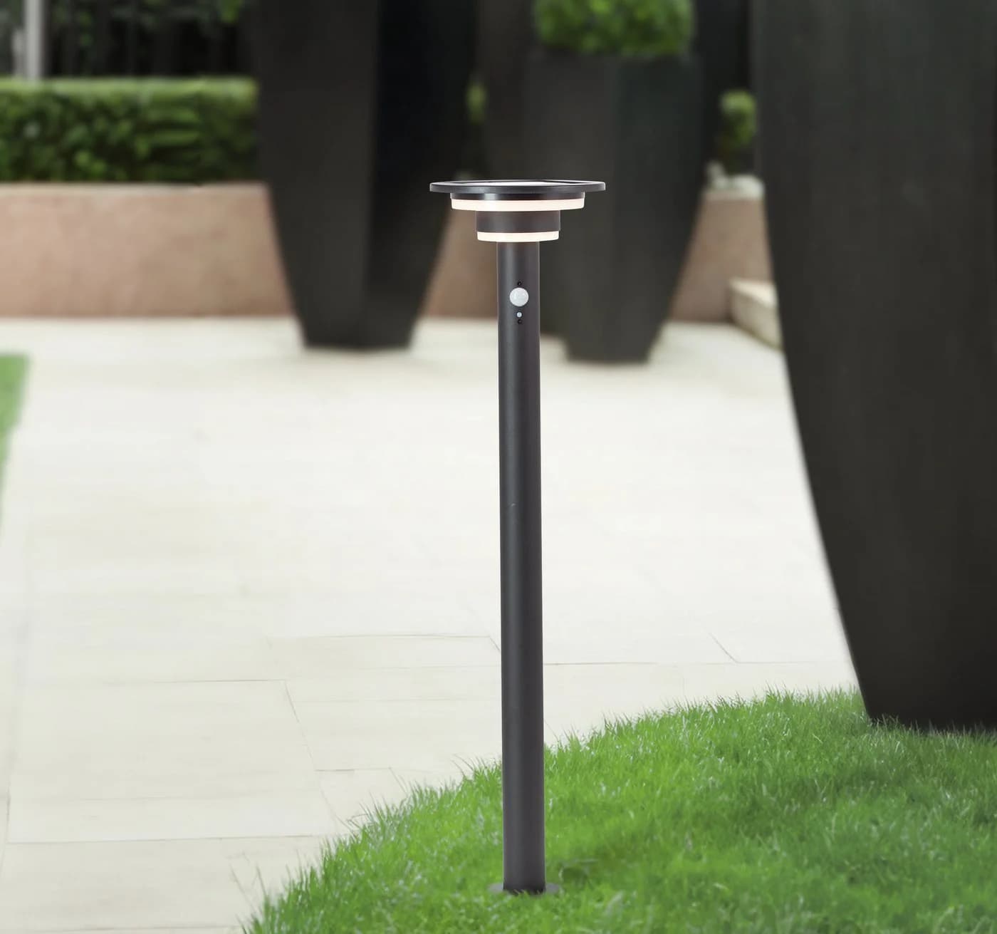 BRILLIANT Garvina LED Außen-Stehlampe Schwarz Solar Bewegungsmelder