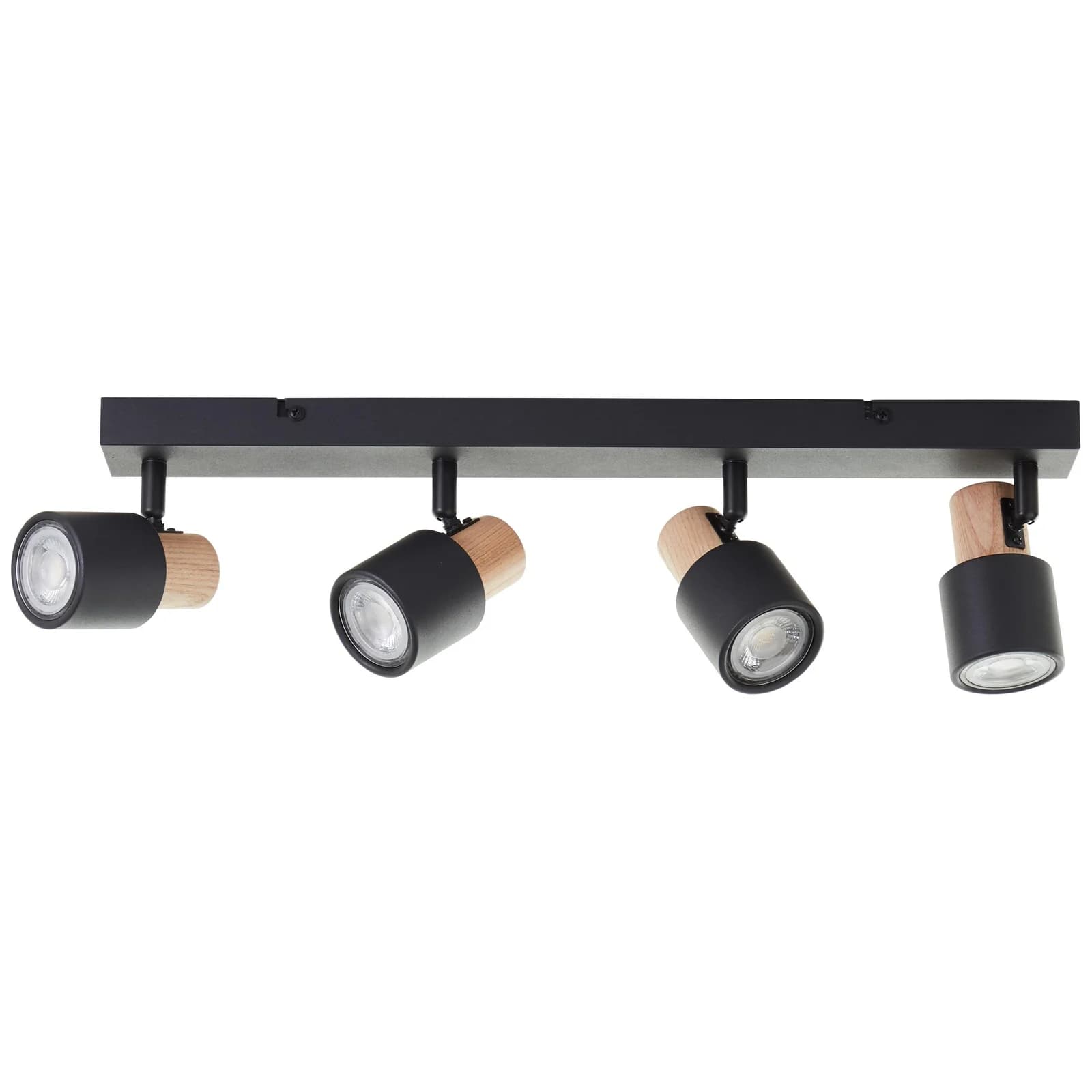 BRILLIANT Deckenstrahler Pini Schwarz Holz 4-flammig schwenkbar