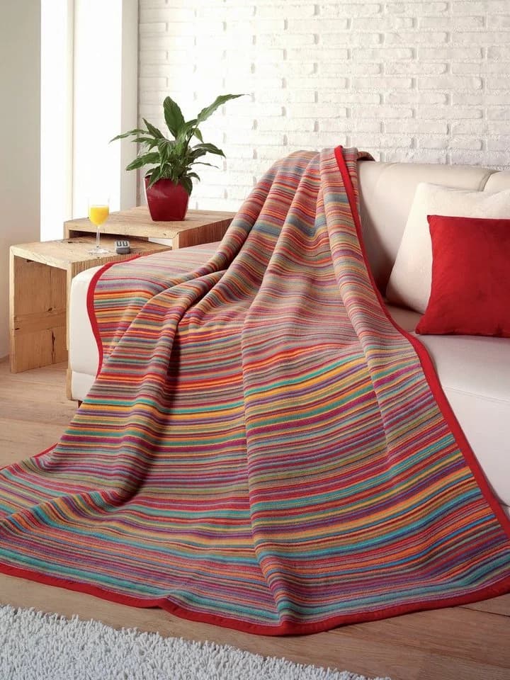 IBENA Jacquard Wohndecke Malang Bunt Gestreift