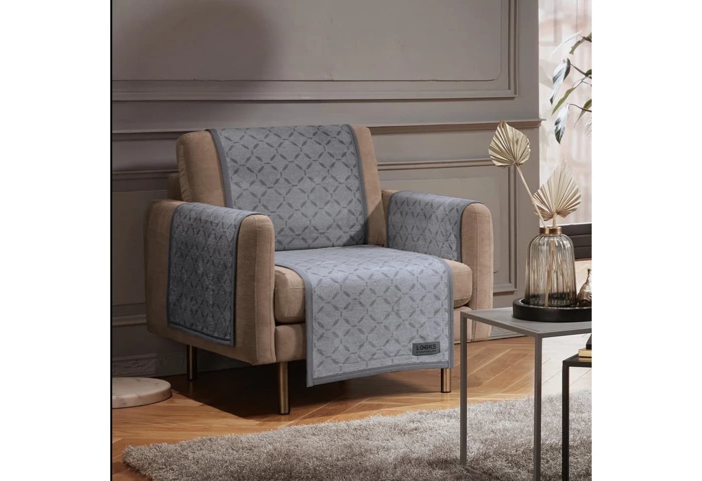 LOOKS by Wolfgang Joop Sesselschoner Grau Jacquard Baumwollmischung