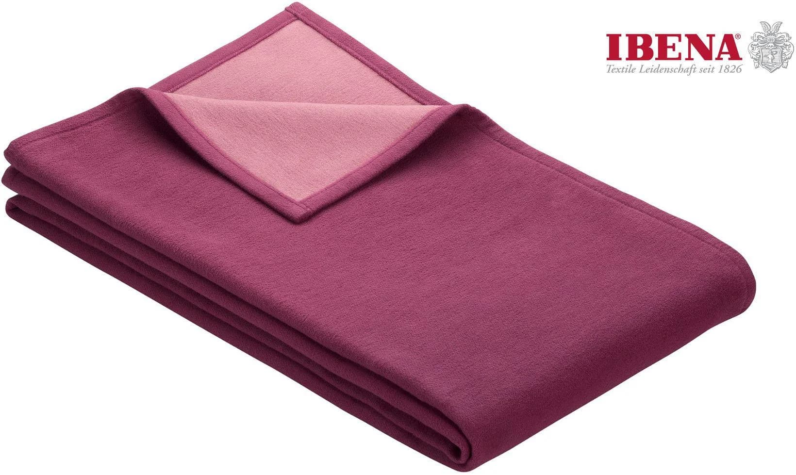 Ibena Wohndecke Cotton Pur Violett/Rosa 100% Baumwolle