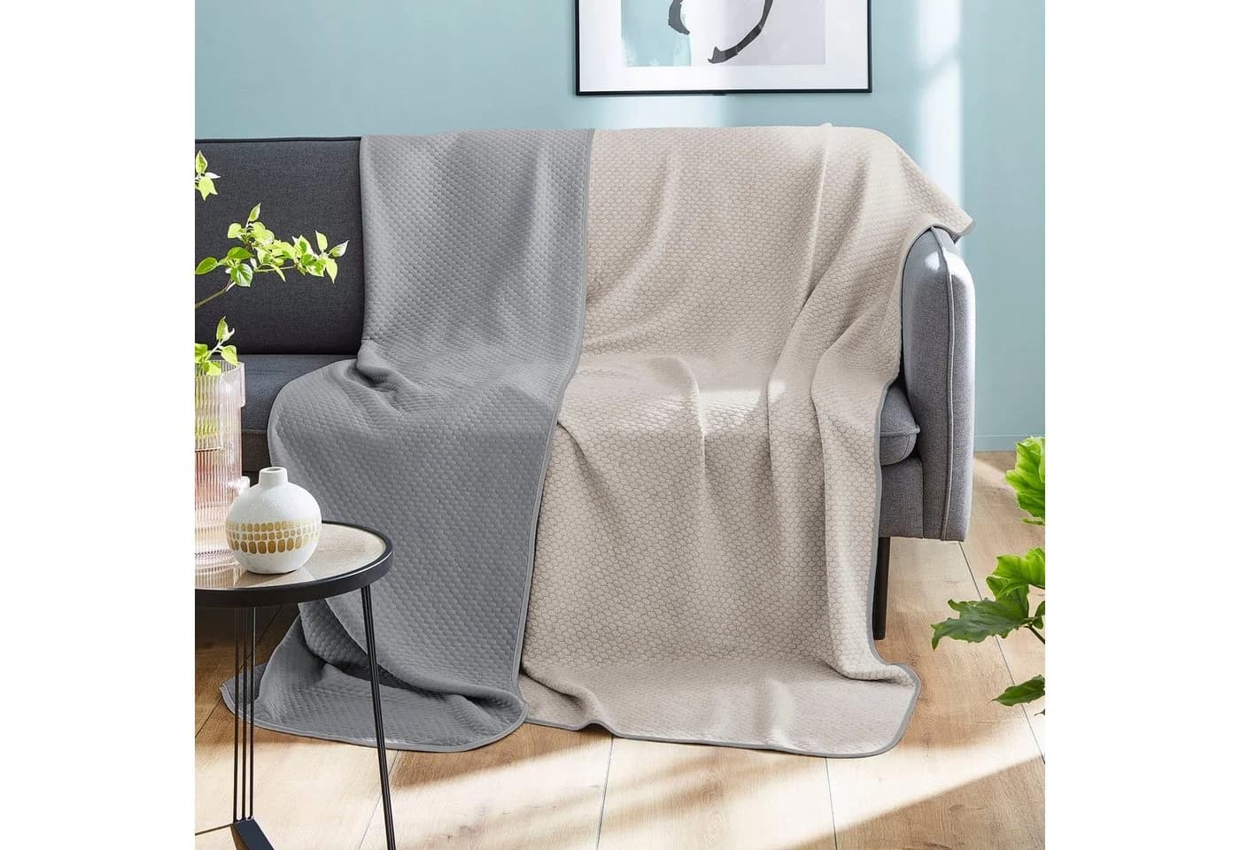 Wohndecke IBENA kühlende Sommerdecke Grau/Beige